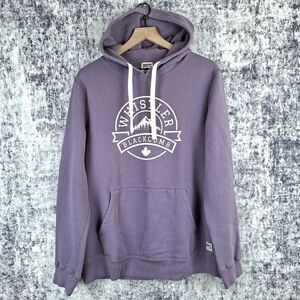 Roots Canada Whistler Blackcomb Graphic Pullover Hoodie Size M Medium Purple